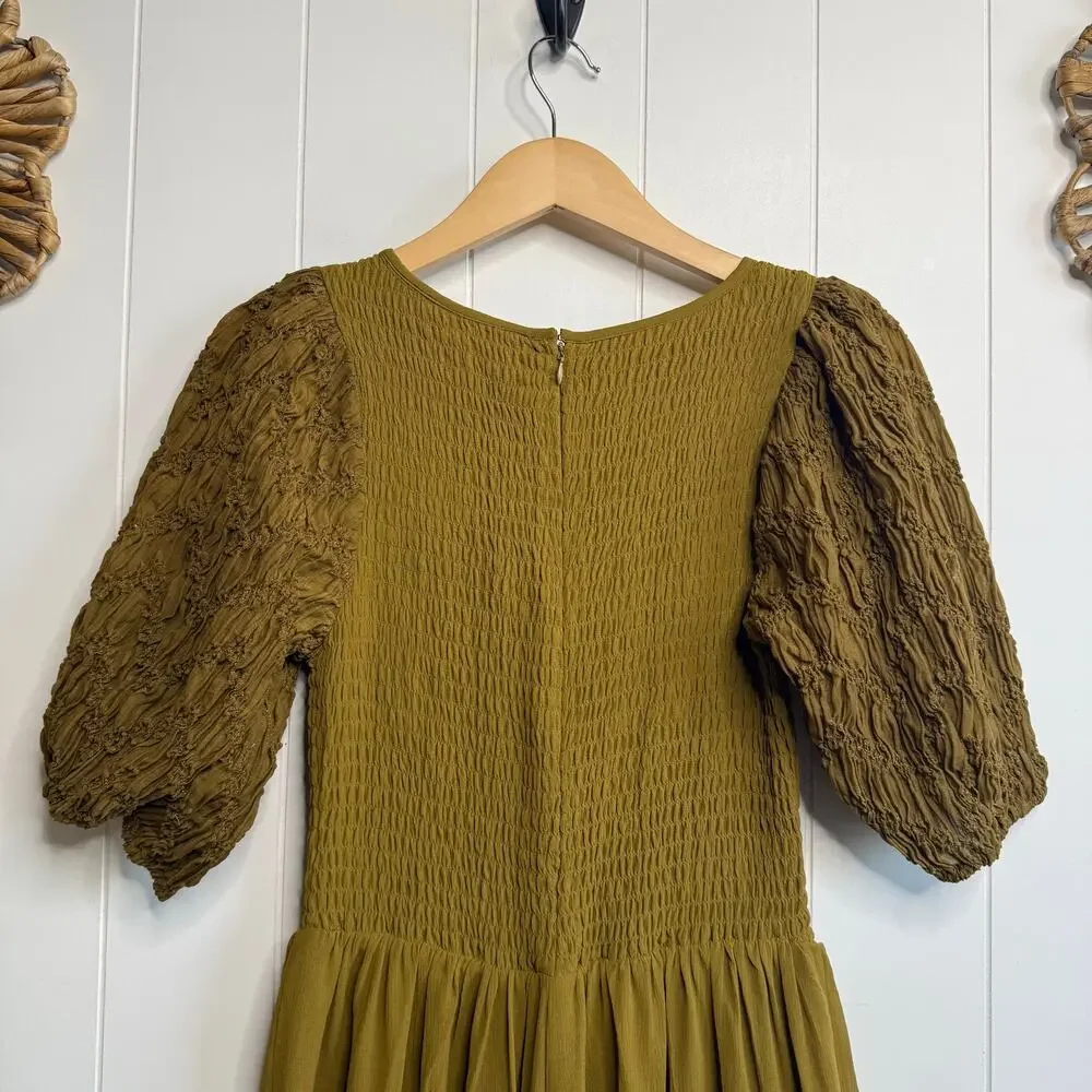 Free People jumpsuit wide-leg puff sleeve smock Small - Picture 7 of 10